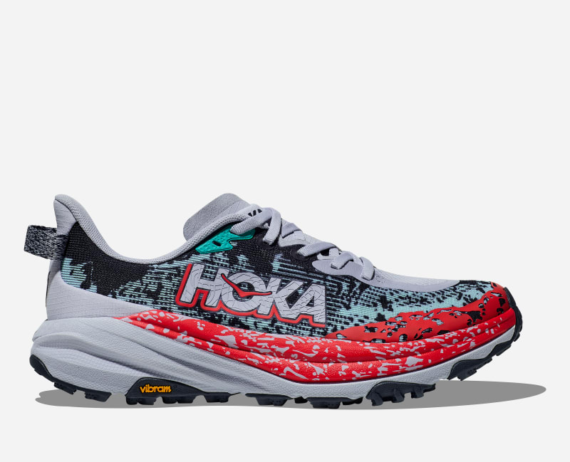HOKA Men's Speedgoat 6 Trail Shoes in Gull/Stormy Skies, Size 8