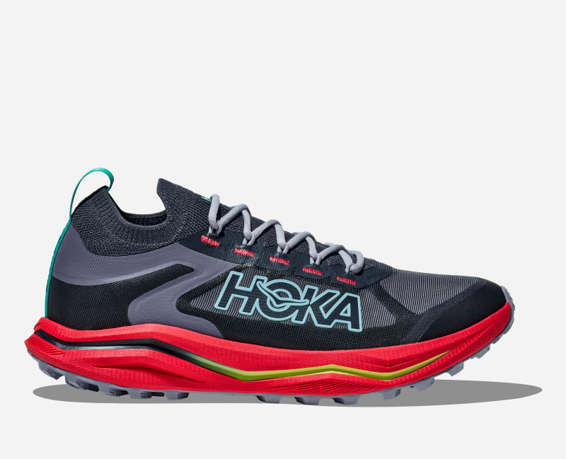 HOKA Men's Zinal 2 Trail Shoes in Stormy Skies/Cerise, Size 7.5