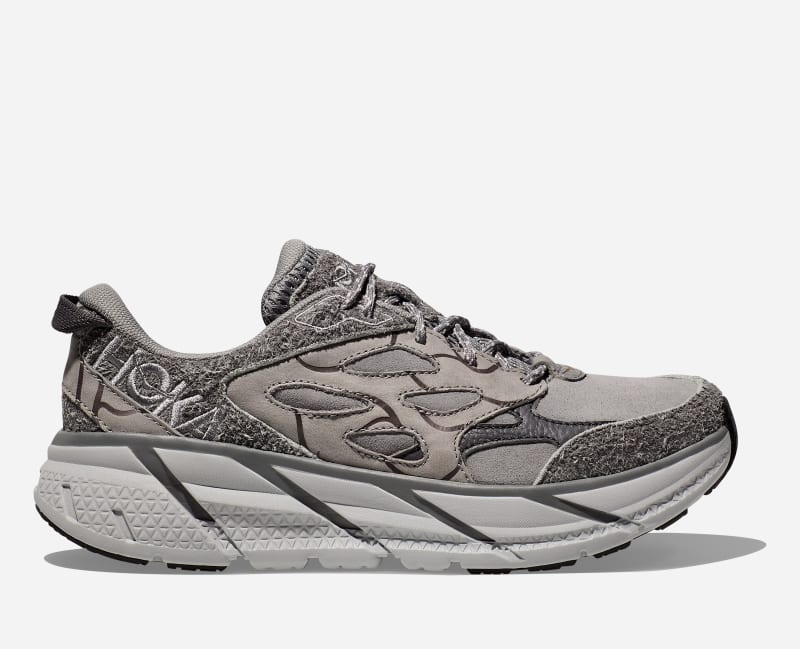 HOKA Elite Terrain System Clifton L Suede tursko i farger galactic grå/satellite grå, størrelse: 46 2/3
