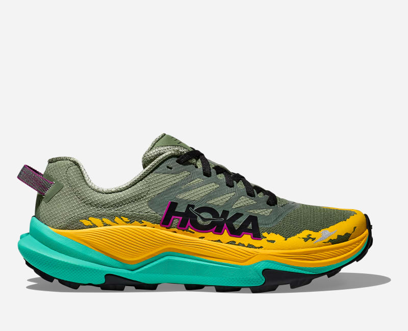 HOKA Women's Torrent 4 Trail Shoes in Succulent/Electric Aqua, Size 5.5