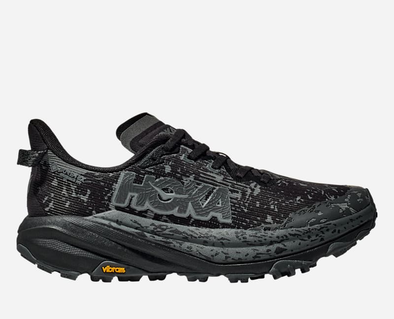 HOKA Men's Speedgoat 6 GTX Shoes in Black/Outer Orbit, Size 10.5