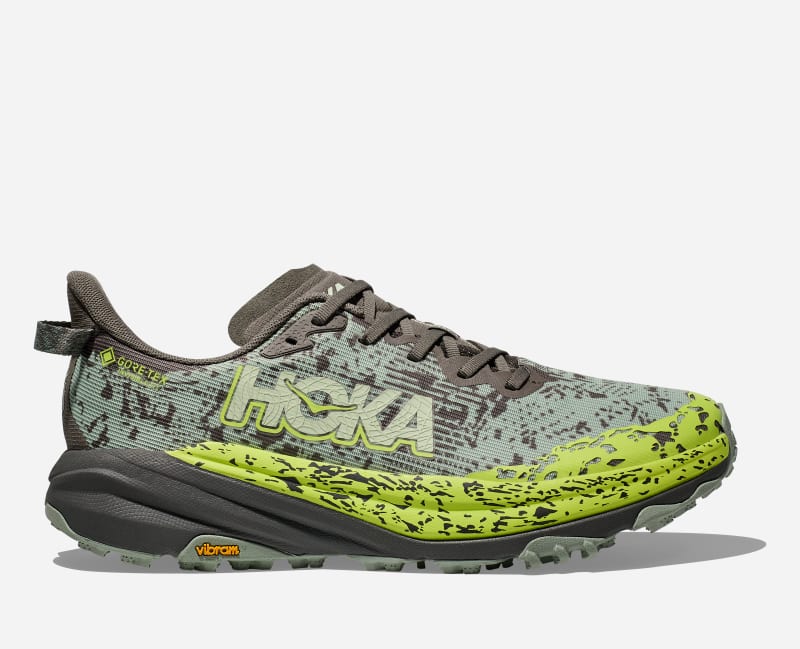 HOKA Speedgoat 6 GORE-TEX Chaussures pour Homme en Slate/Aloe Vera Taille 44 2/3 | Trail