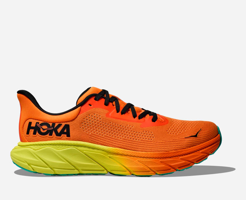 HOKA Women's Arahi 7 Road Running Shoes in Electric Tangerine/Black, Size 3.5