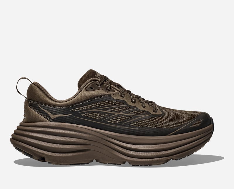 HOKA Stealth/Tech Bondi 8 Caged Lifestyle Shoes in Umber/Deep Umber, Size 7