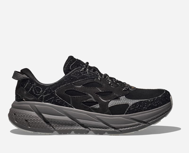 HOKA Elite Terrain System Clifton L Suede tursko i farger svart/satellite grå, størrelse: 42 2/3