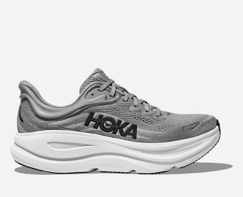 HOKA Men's Bondi 9 Road Running Shoes in Galactic Grey/Stellar Grey, Size 10