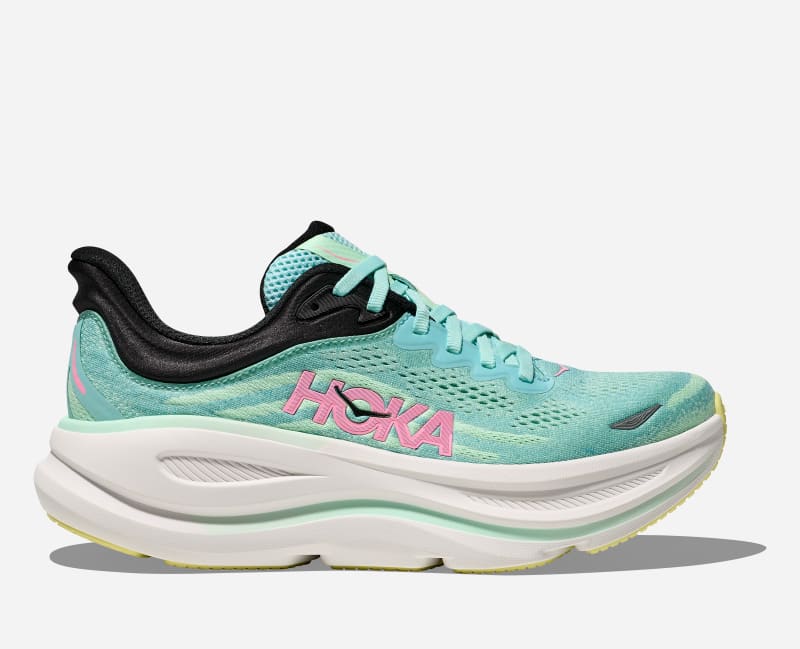 HOKA Bondi 9 tursko i farger blå spark/mint fluorite, størrelse: 43 1/3