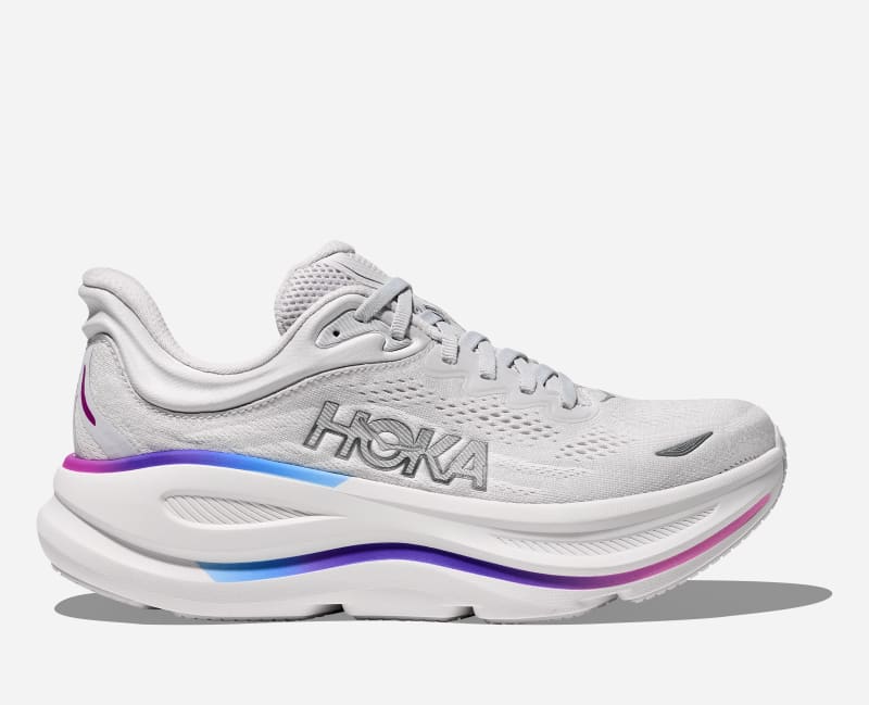 HOKA Women's Bondi 9 Shoes in Cosmic Grey/White, Size 36