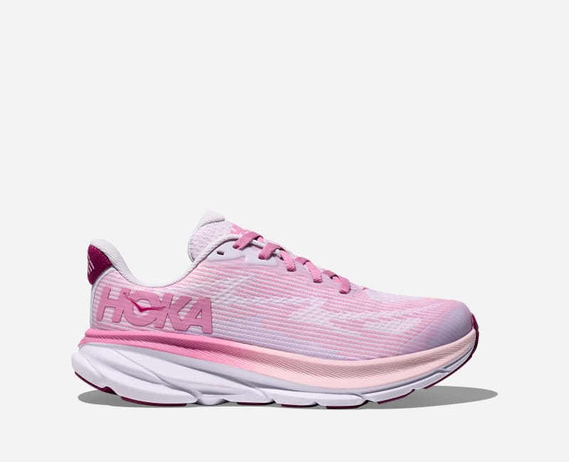 HOKA Clifton 9 Schuhe für Kinder in Starlight Glow/Wildflower Größe 38 2/3 | Straße