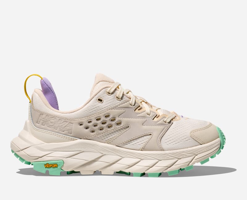 HOKA Women's Anacapa Breeze Low Hiking Hiking Shoes in Alabaster/Mint Fluorite, Size 38 2/3