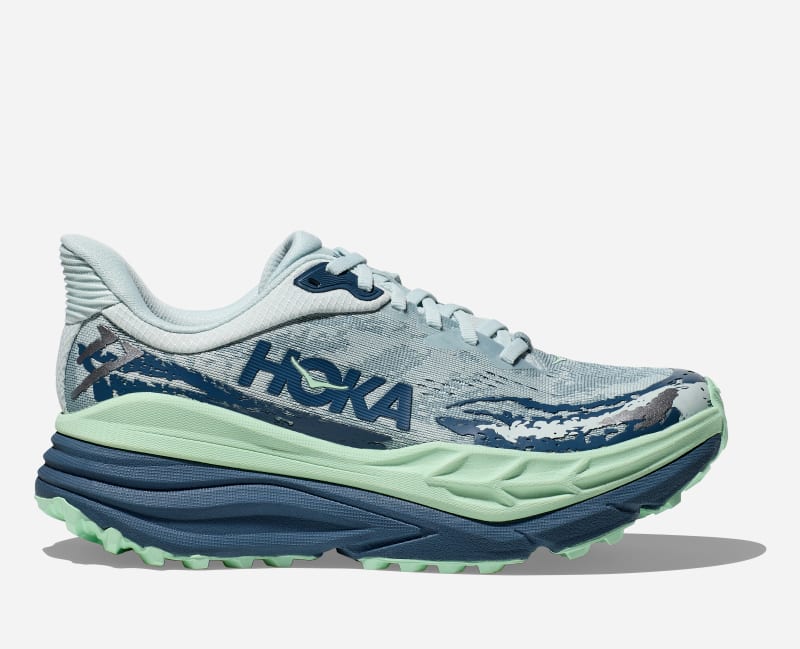 HOKA Women's Stinson 7 Trail Shoes in Droplet/Thunder Cloud, Size 7
