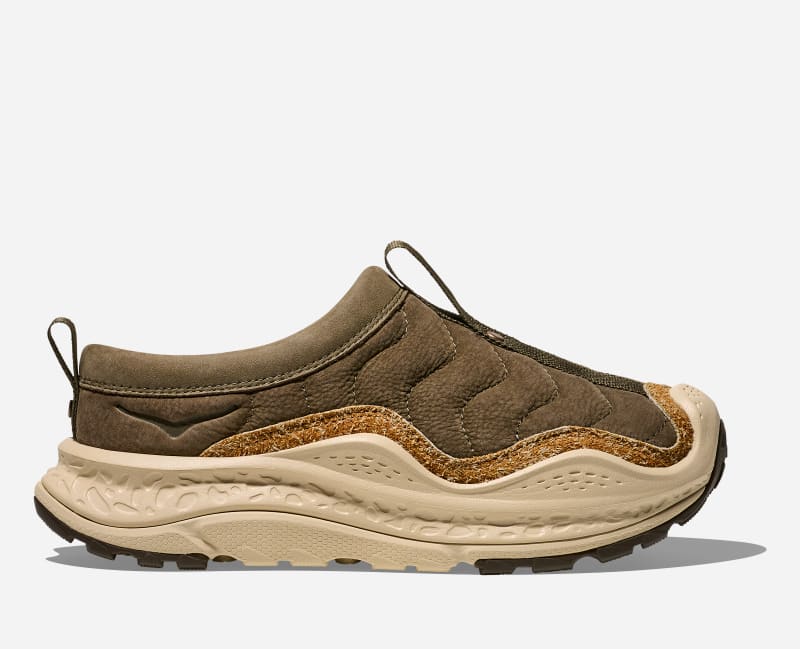 HOKA Elite Terrain System Ora Primo Lifestyle Shoes in Antique Olive/Oat Milk, Size 11.5