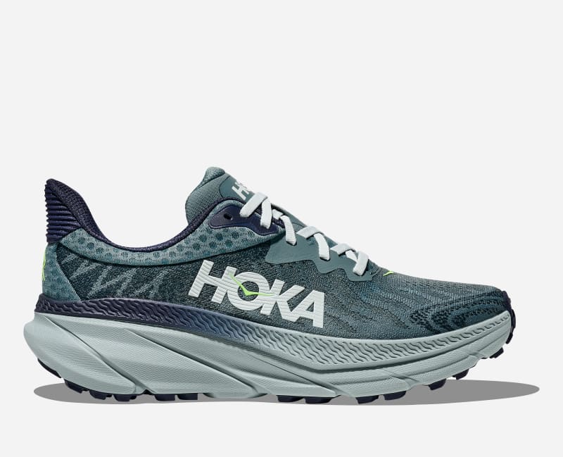 HOKA Men's Challenger 7 Trail Running Shoes in Mountain Fog/Druzy, Size 46 W