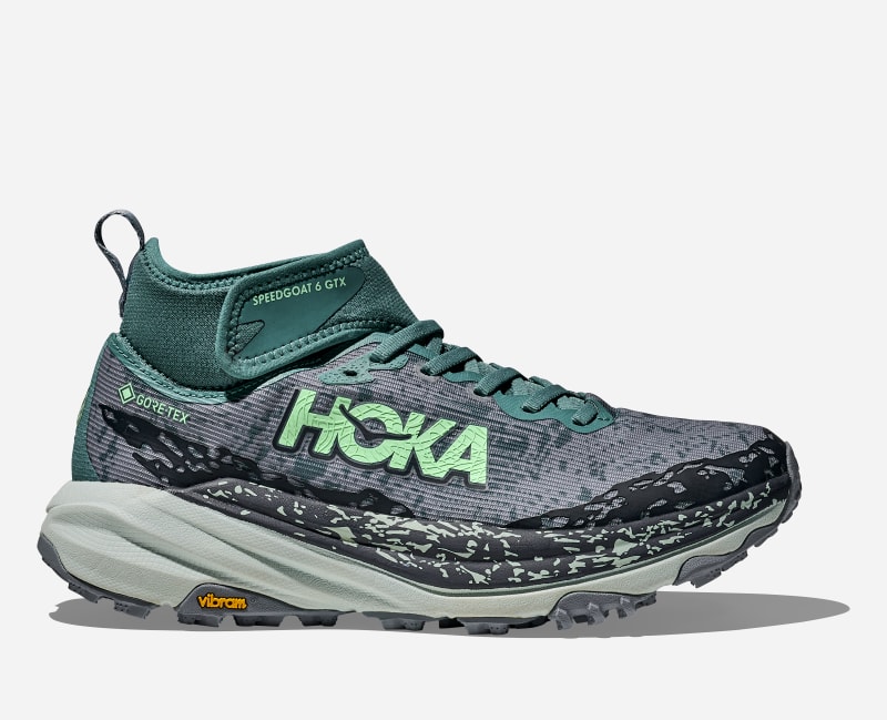 HOKA Women's Speedgoat 6 Mid GORE-TEX Trail Shoes in Mountain Fog/Droplet, Size 4.5