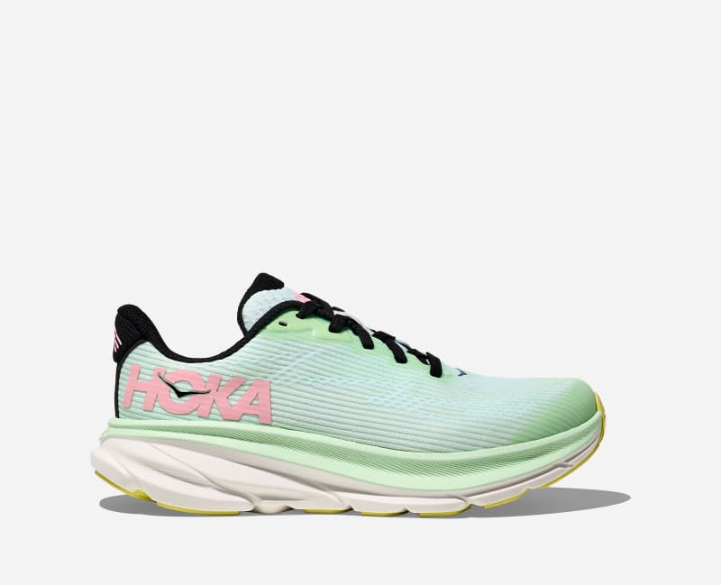 HOKA Clifton 9 Schuhe für Kinder in Mint Fluorite/Snow Melt Größe 36 2/3 | Straße