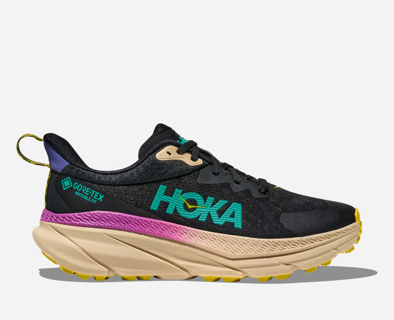 HOKA Men's Challenger 7 Gore-Tex Trail Running Shoes in Black/Oatmeal, Size 44 2/3