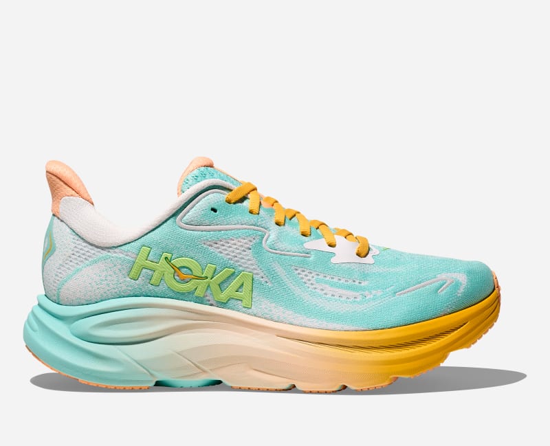 HOKA Men's Clifton 10 Shoes in Blue Spark/White, Size 44