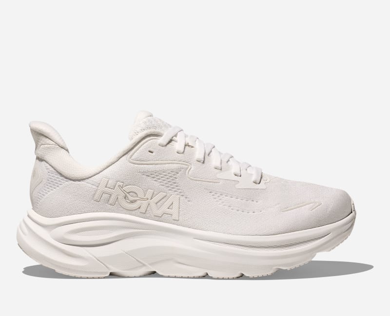 HOKA Women's Clifton 10 Shoes in White/White, Size 42 W