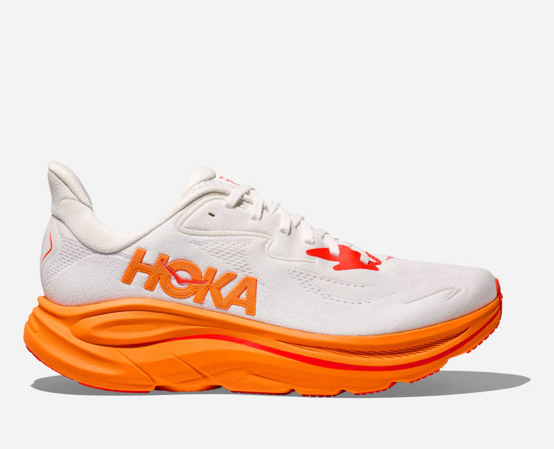 HOKA Clifton 10 Chaussures pour Femme en Frost/Orange Zest Taille 42 | Route