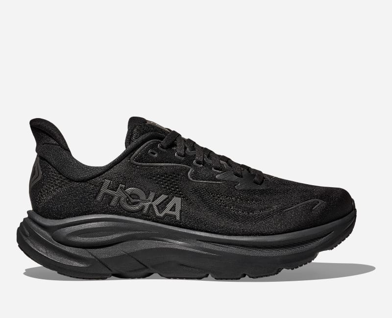 HOKA Women's Clifton 10 Shoes in Black/Black, Size 43 1/3