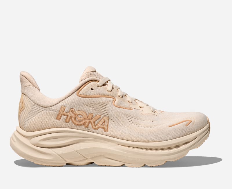 HOKA Women's Clifton 10 Shoes in Vanilla/Birch, Size 40 2/3 W