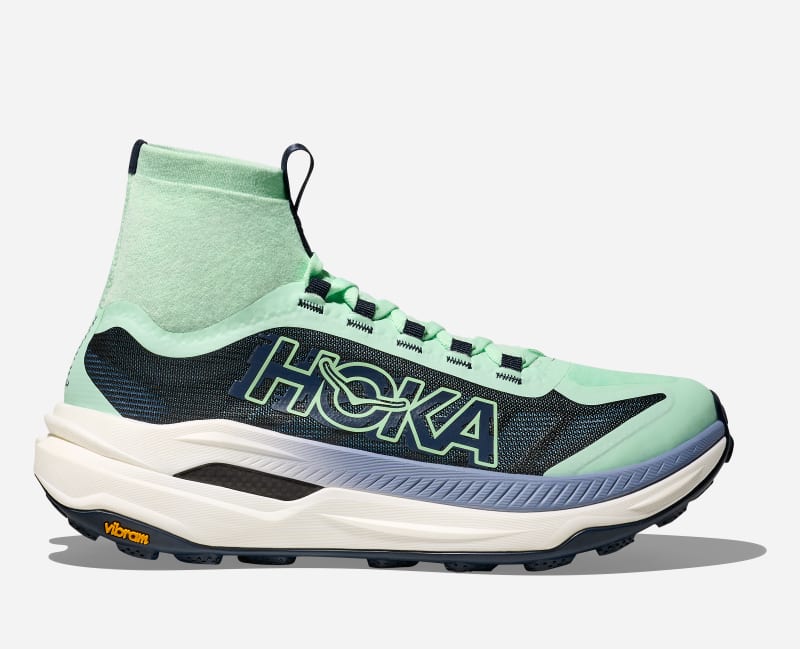 HOKA Women's Tecton X 3 Trail Shoes in Mint Fluorite/Varsity Navy, Size 8