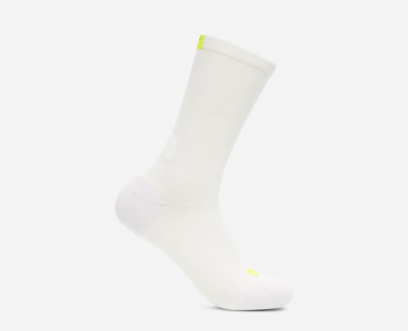 HOKA Women's Clifton Crew Run Sock in White, Size Medium