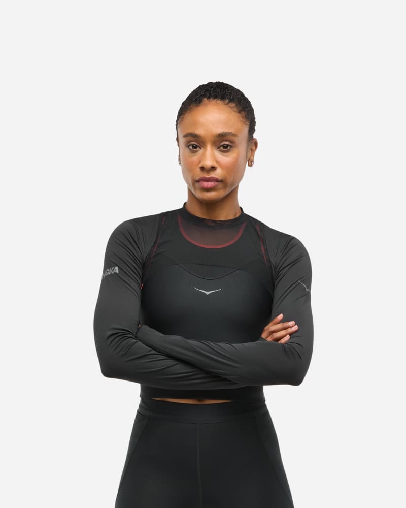 HOKA Race Day-bolero voor Dames in Black, maat XL | Shirts Met Lange Mouwen