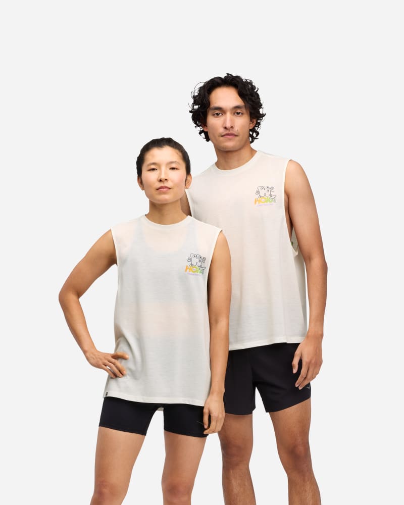 HOKA GlideTech Sleeveless voor Heren in Global Run Day, maat S | Shirts Met Korte Mouwen
