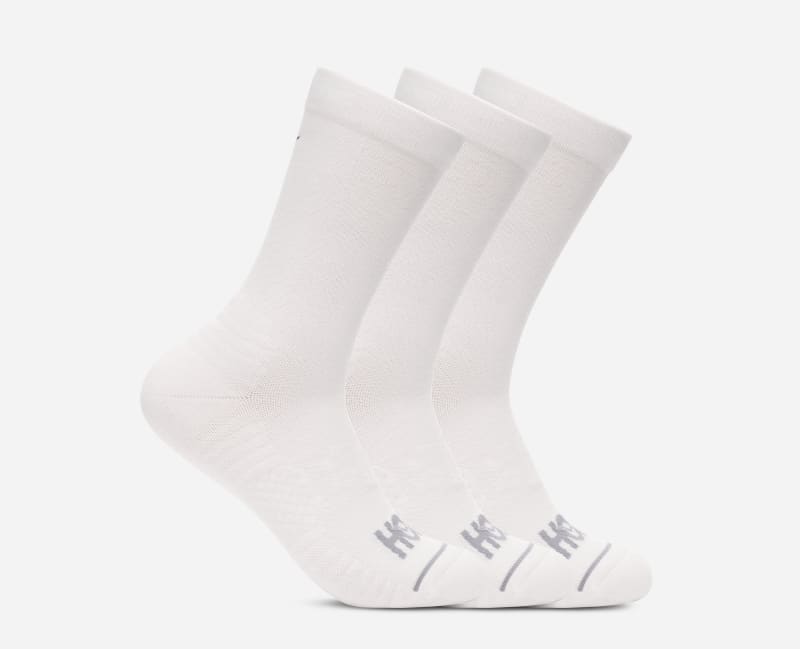 HOKA Lot de trois paires de chaussettes de running mi-hautes en White/White/White Taille M