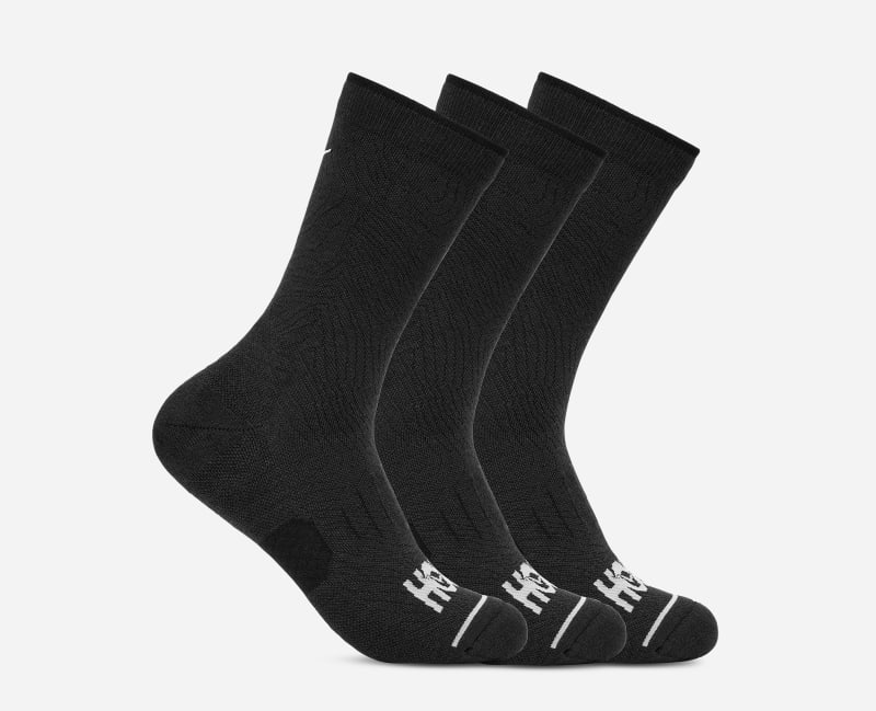 HOKA Lot de trois paires de chaussettes de running mi-hautes en Black/Black/Black Taille XL