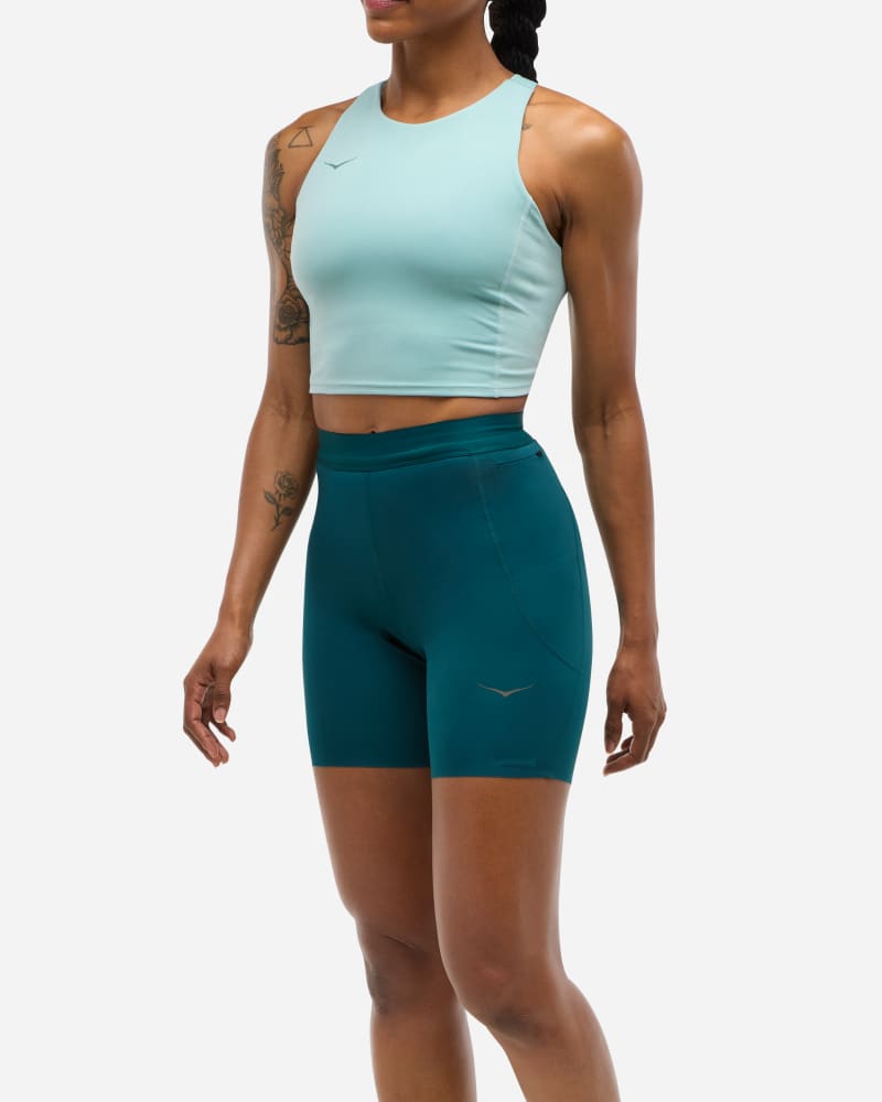 HOKA Women's Novafly 6'' Knit Short in Blue Twilight, Size Medium