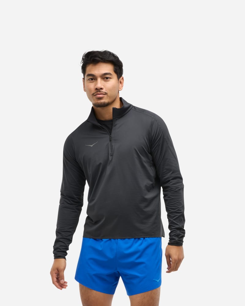 HOKA Men's Glidetech Quarter Zip in Black, Size Small