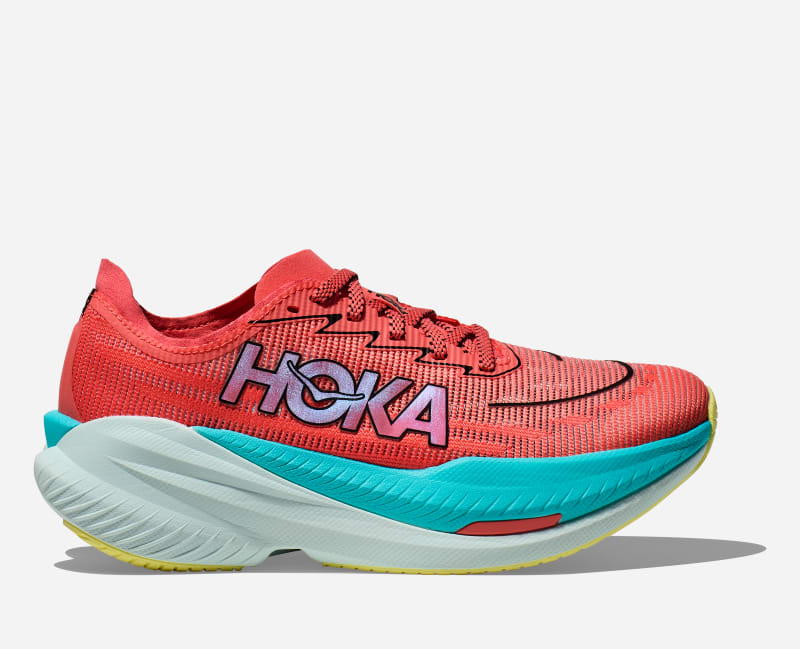 HOKA Women's Mach X 2 Road Running Shoes in Grapefruit/Electric Coral, Size 7.5