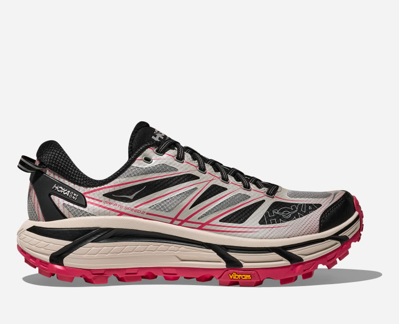 HOKA Mafate Speed 2 in Galactic Grey/Ruby Red, Size 44