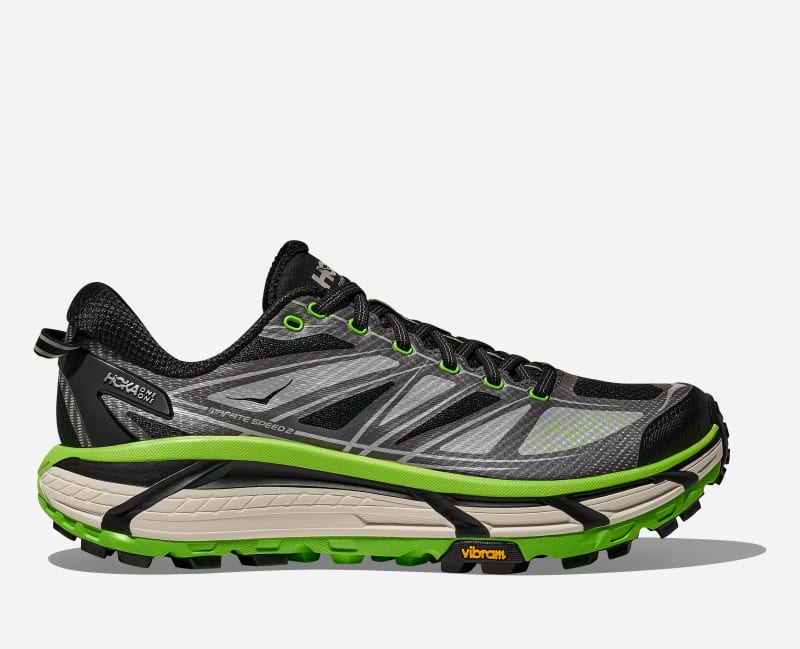 HOKA Mafate Speed 2 livsstilsko i farger svart/electric grønn, størrelse: 48