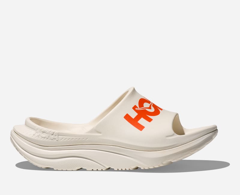 HOKA Ora Athletic Slide in Frost/Lava, Size M46 2/3/ W48