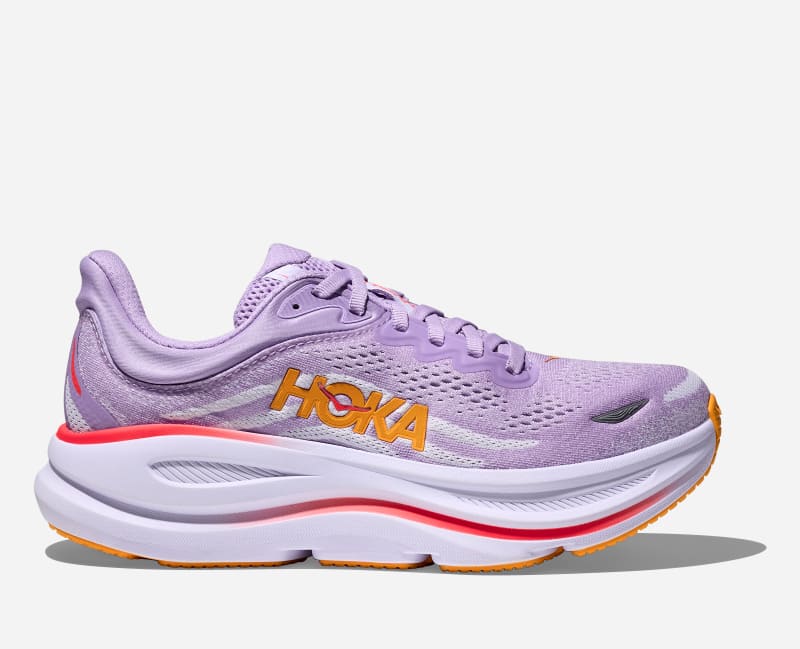 HOKA Women's Bondi 9 Shoes in Aster Flower/Starlight Glow, Size 43 1/3 W