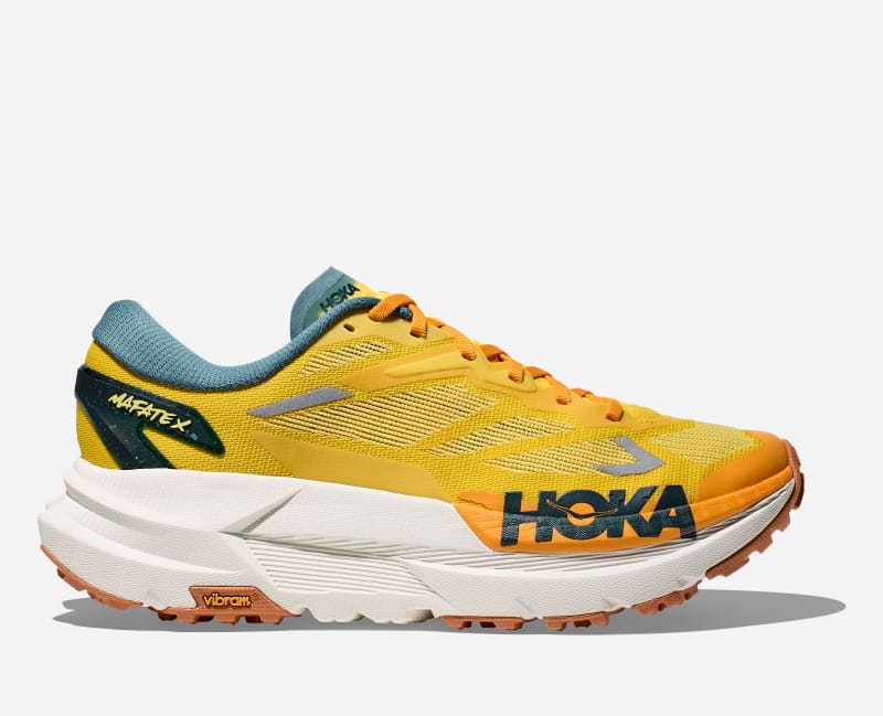 HOKA Men's Mafate X Trail Shoes in Zest/Mountain Fog, Size 7.5