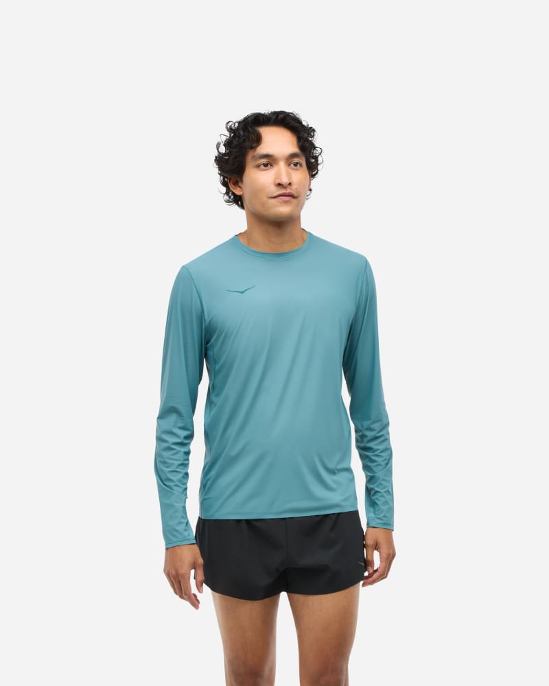 HOKA Men's Airolite Run Long Sleeve in Mountain Fog, Size Medium