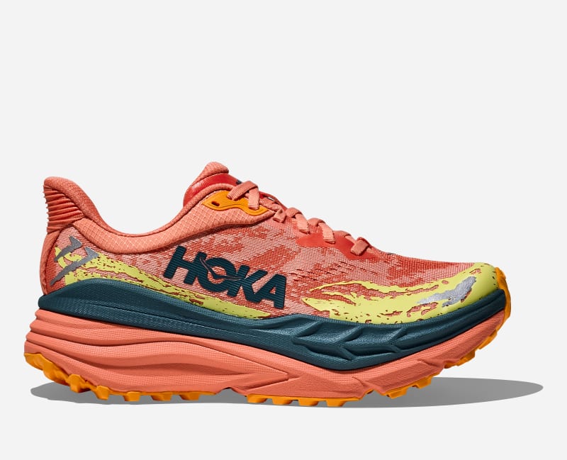 HOKA Women's Stinson 7 Trail Shoes in Feldspar/Mountain Fog, Size 4.5