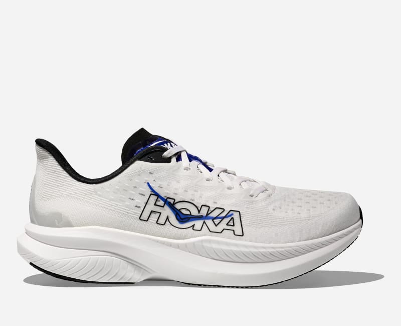HOKA Mach 6 Schuhe für Herren in White/Ultramarine Größe 41 1/3 | Straße