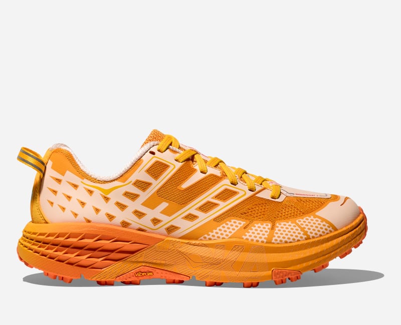 HOKA Speedgoat 2 All-Terrain Running Shoes in Dawn Light/Sun Coral, Size 41 1/3