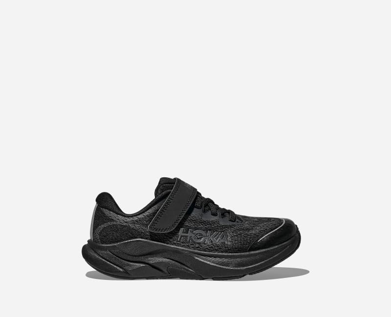 HOKA Kid's Rincon 4 Road Running Shoes in Black, Size 2K