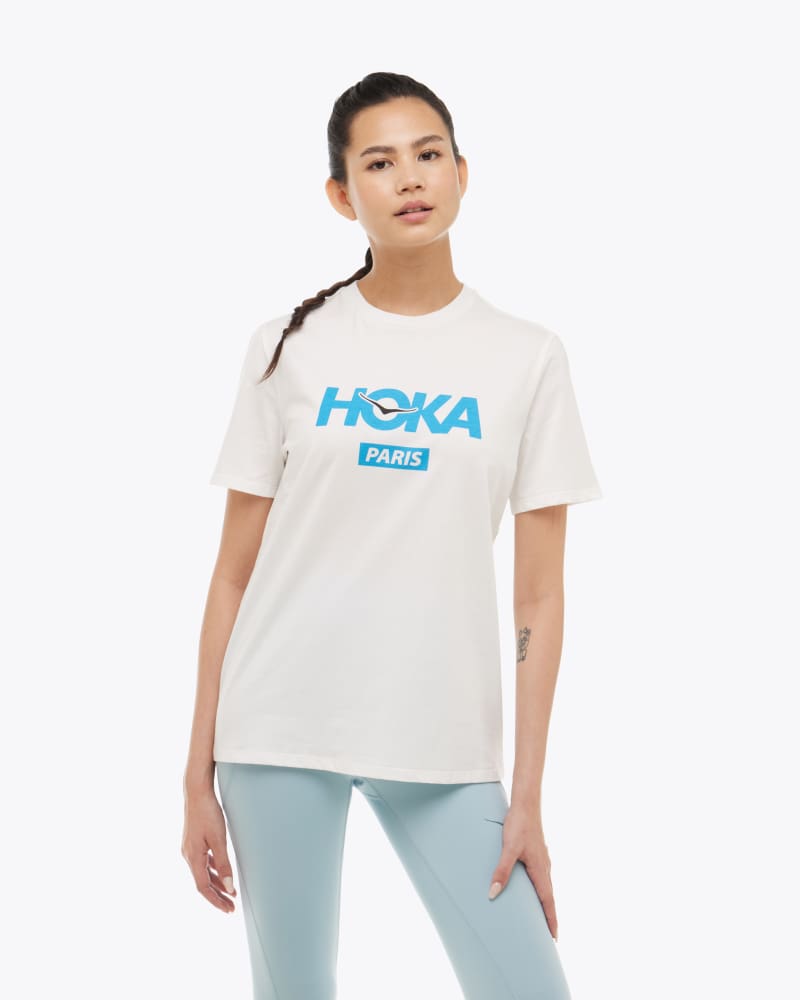 HOKA Paris City T-shirt voor Dames in White, maat XS | Shirts Met Korte Mouwen