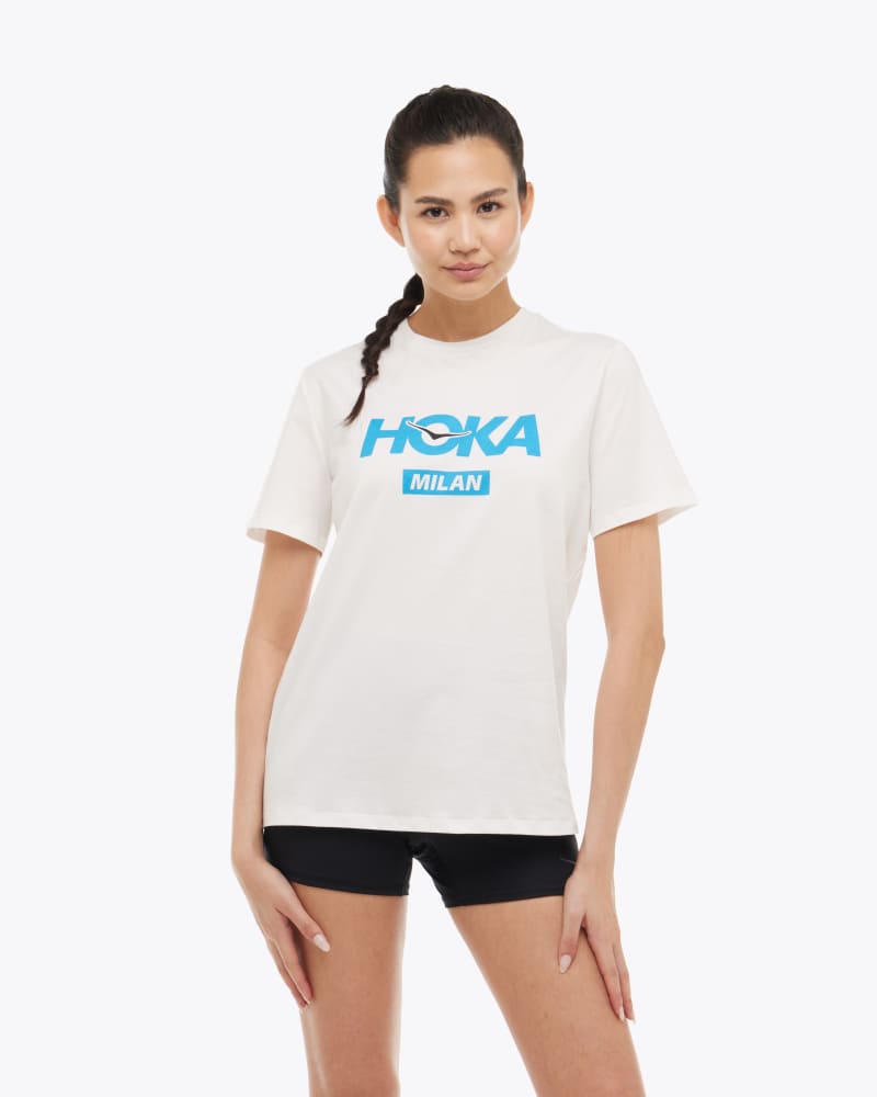HOKA Milan City T-shirt voor Dames in White, maat XL | Shirts Met Korte Mouwen