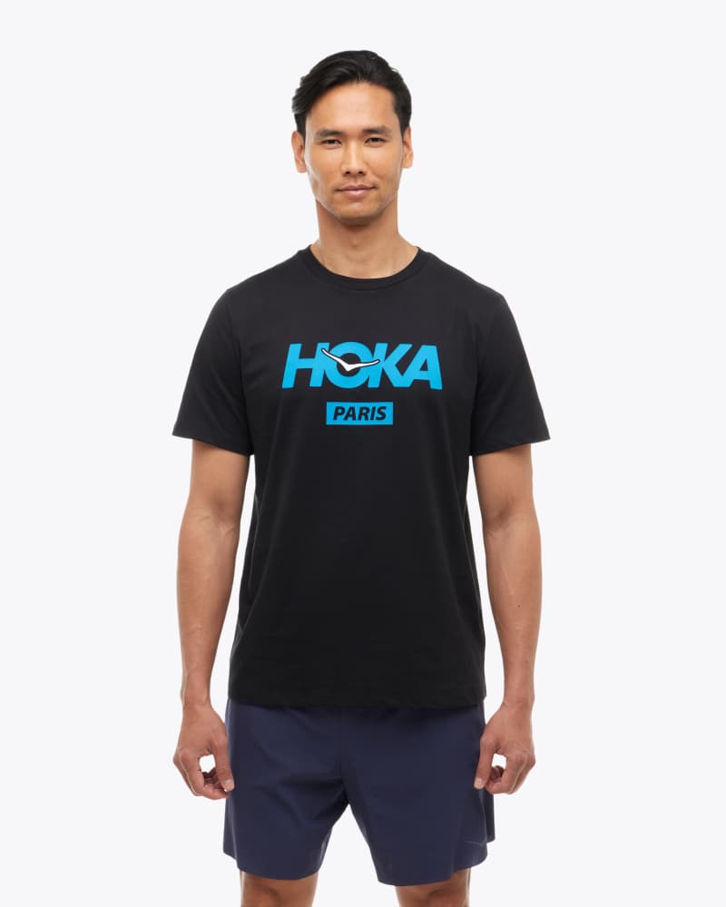 HOKA Paris City T-shirt voor Heren in Black, maat XL | Shirts Met Korte Mouwen