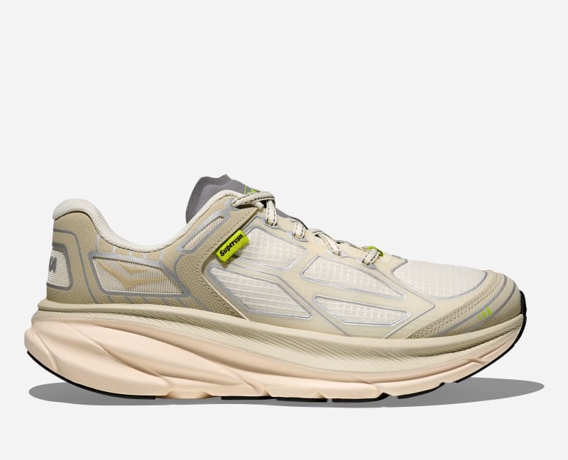 HOKA Clifton One9 Supervsn Shoes in Cannoli Cream/Tidal Foam, Size 41 1/3
