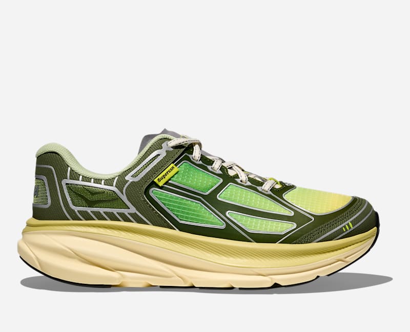 HOKA Clifton One9 Supervsn livsstilsko i farger grønn flash/limelight, størrelse: 42