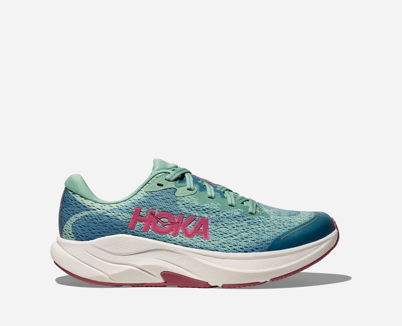 HOKA Kid's Rincon 4 Road Running Shoes in Jadeite/Alpine Blue, Size 2.5Y